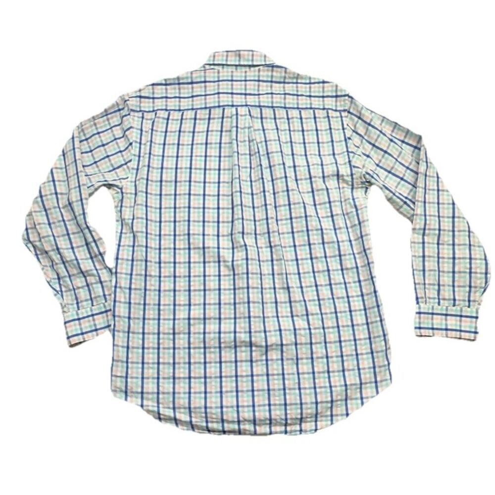 Vineyard Vines Mens Medium Button Up Plaid Pink Blue Tucker Shirt 100% Cotton - Picture 7 of 7